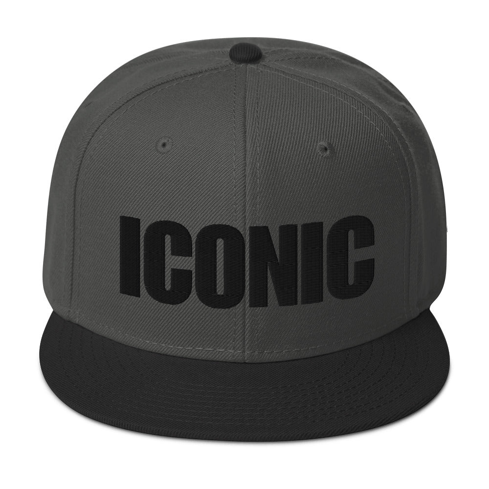 ICONIC Snapback Hats w/Black Lettering