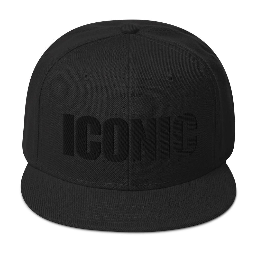 ICONIC Snapback Hats w/Black Lettering