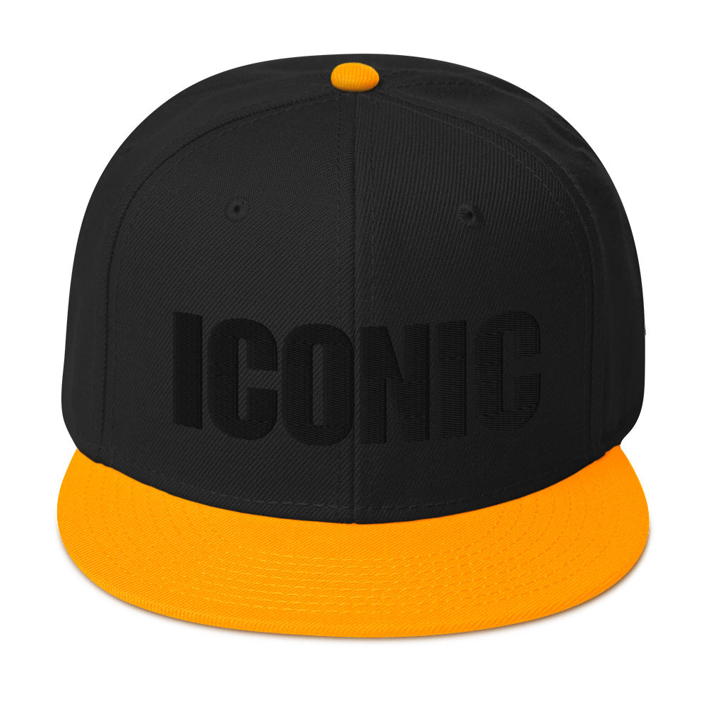 ICONIC Snapback Hats w/Black Lettering