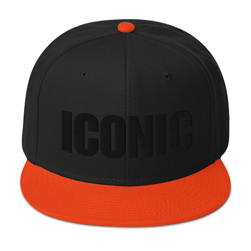 ICONIC Snapback Hats w/Black Lettering