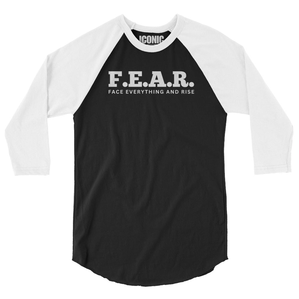 3/4 sleeve F.E.A.R. (Face Everything And Rise) Baseball Tee (White Logo) [Unisex]