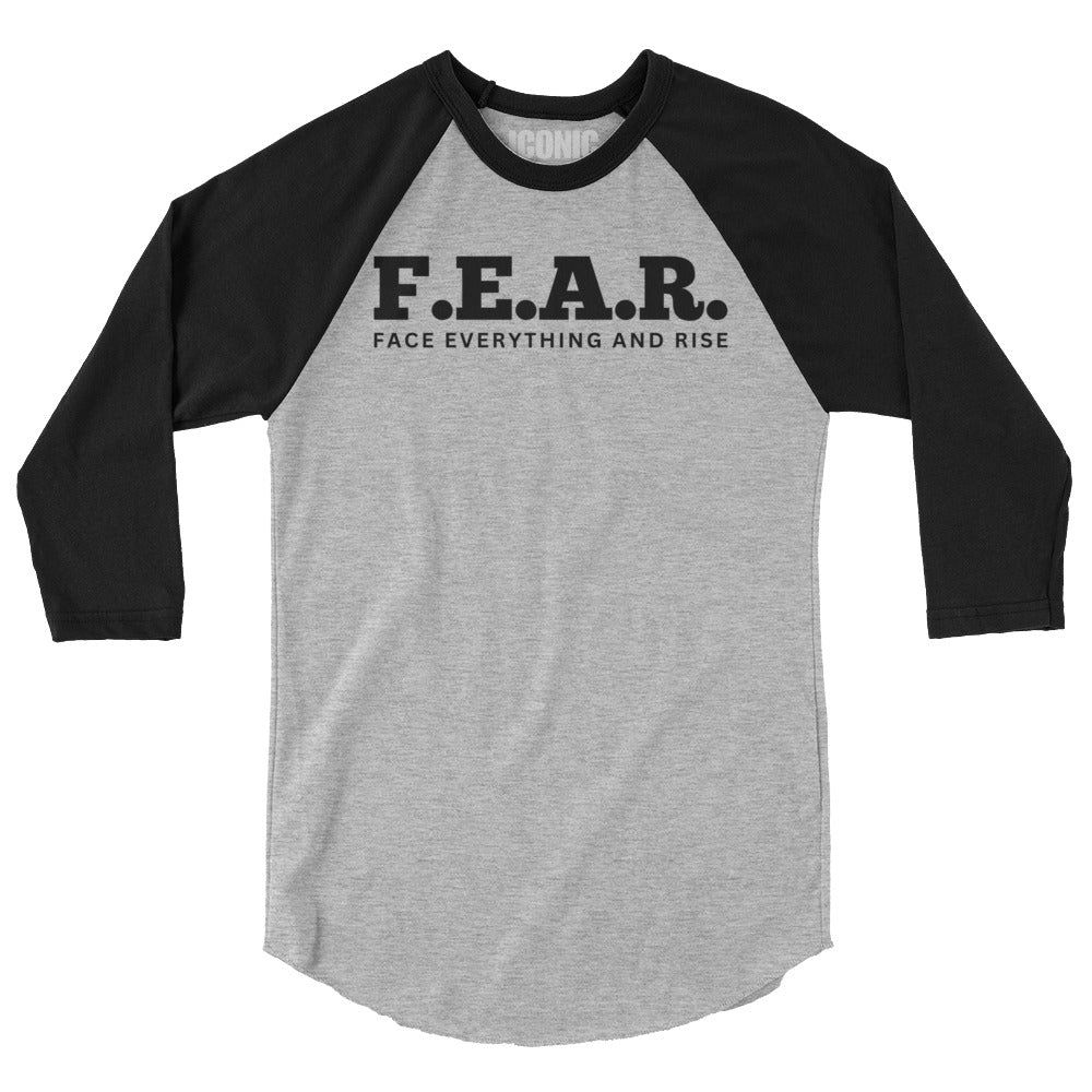 3/4 sleeve F.E.A.R. (Face Everything And Rise) Baseball Tee (Black Logo) [Unisex]