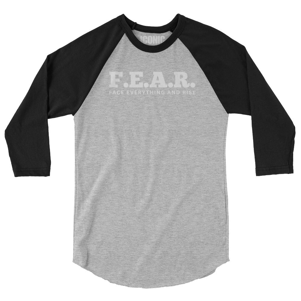 3/4 sleeve F.E.A.R. (Face Everything And Rise) Baseball Tee (White Logo) [Unisex]