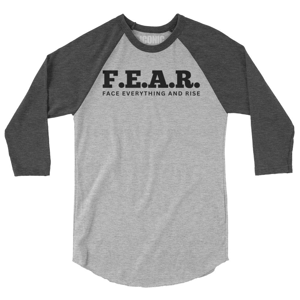 3/4 sleeve F.E.A.R. (Face Everything And Rise) Baseball Tee (Black Logo) [Unisex]