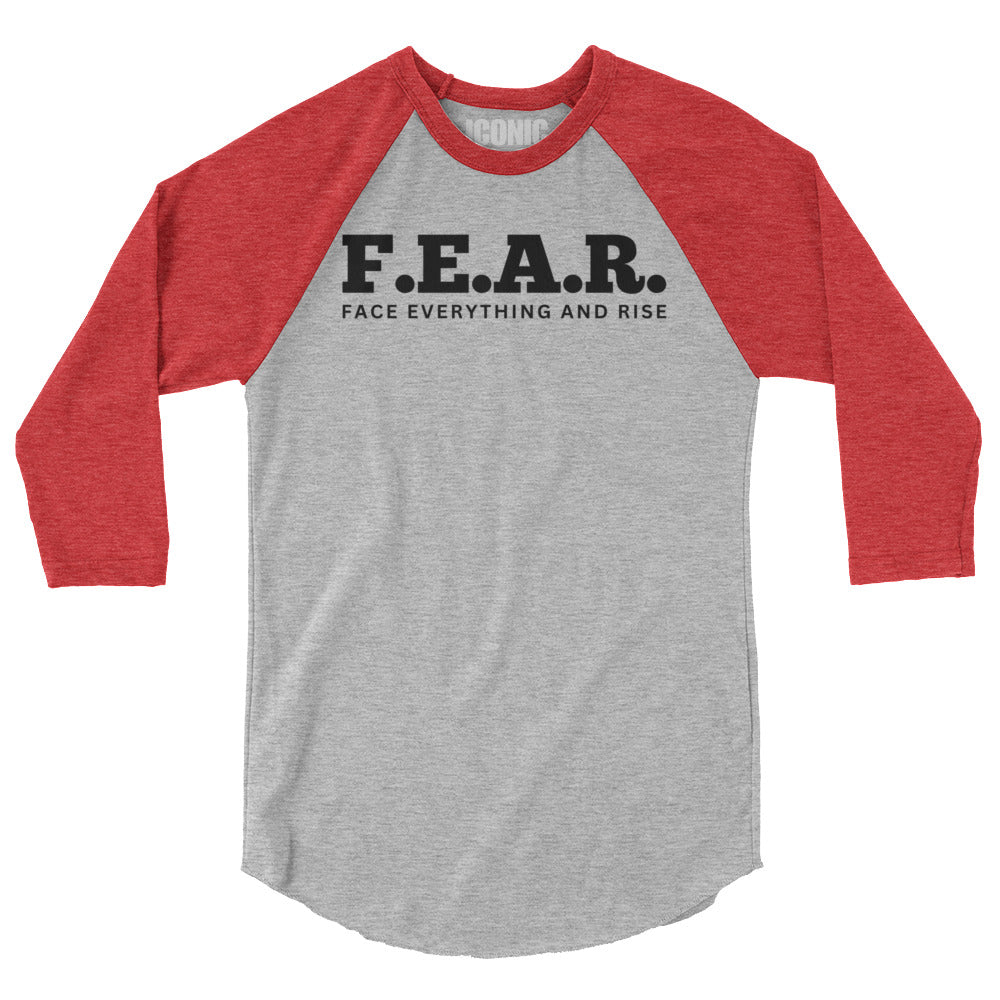 3/4 sleeve F.E.A.R. (Face Everything And Rise) Baseball Tee (Black Logo) [Unisex]