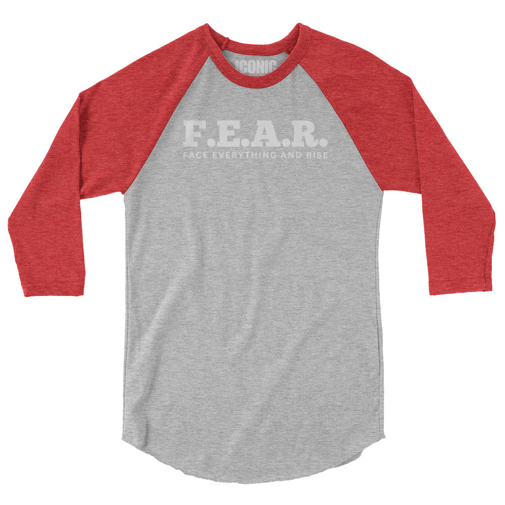 3/4 sleeve F.E.A.R. (Face Everything And Rise) Baseball Tee (White Logo) [Unisex]