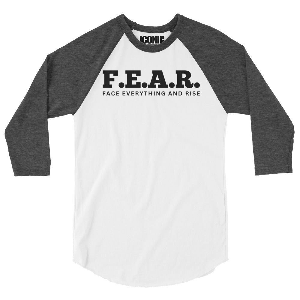 3/4 sleeve F.E.A.R. (Face Everything And Rise) Baseball Tee (Black Logo) [Unisex]