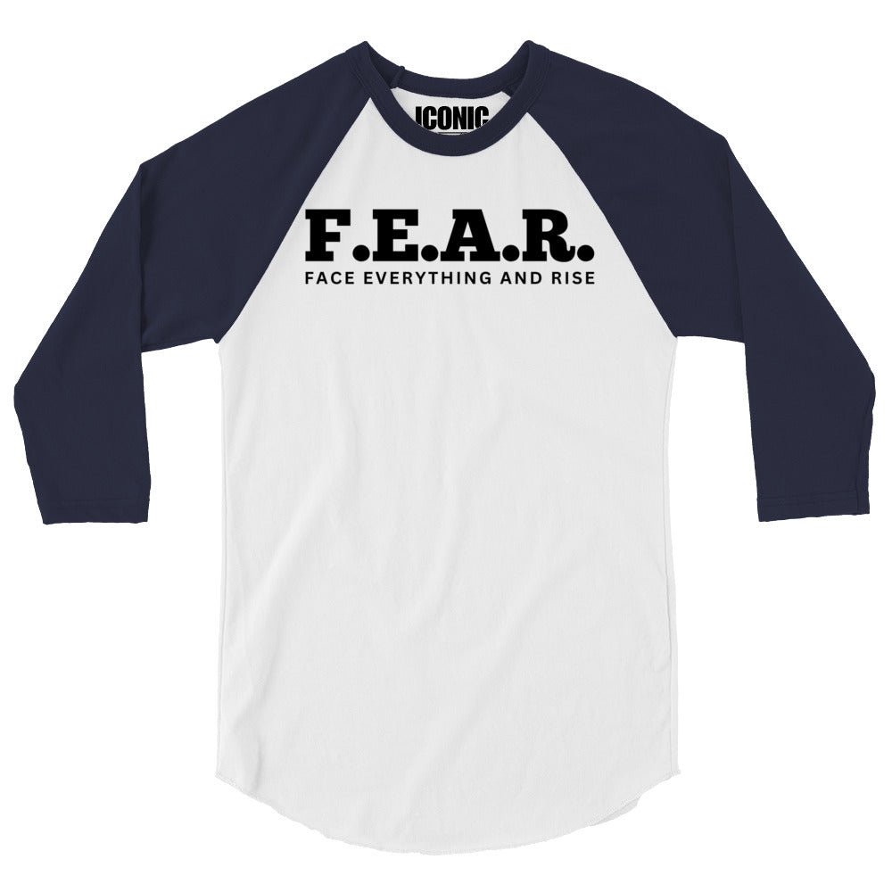 3/4 sleeve F.E.A.R. (Face Everything And Rise) Baseball Tee (Black Logo) [Unisex]