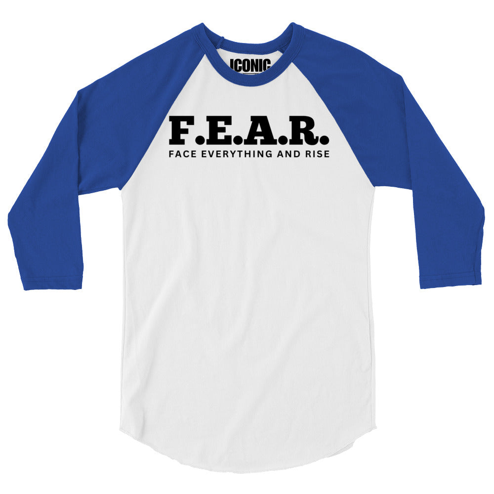 3/4 sleeve F.E.A.R. (Face Everything And Rise) Baseball Tee (Black Logo) [Unisex]